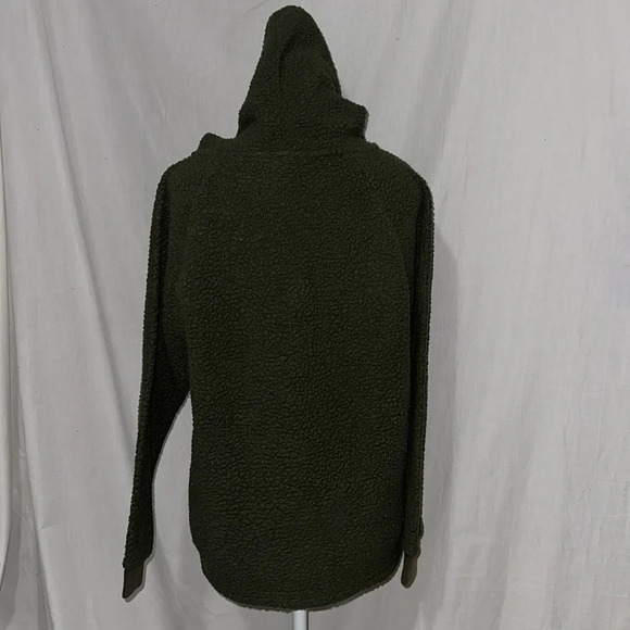 oversized Victoria's Secret PINK hunter green half zip sherpa hoodie size xs - Picture 2 of 4